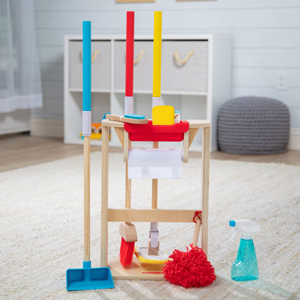 Melissa & Doug Juego de limpieza de lujo Sparkle & Shine (11 piezas) Juguetes de limpieza para niños pequeños y niños - Certificado FSC - Certificado FSC
