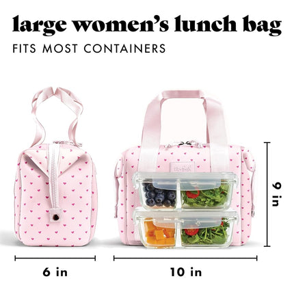 Fit & Fresh - Bolsa de neopreno para almuerzo para mujer, bolsa de almuerzo térmica para el trabajo, lonchera grande resistente a desgarros y manchas para mujer con recipientes y hielo