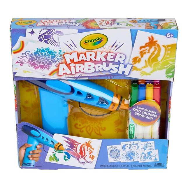 Crayola Marker Airbrush Spray Art Kit, DIY Marker Art Set for Kids, No Batteries Required, Toys for Kids, Gift for Boys & Girls, 6+