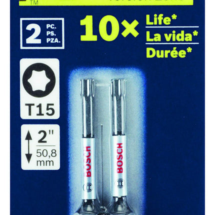BOSCH ITT15202 2-Pack 2 in. Torx #15 Impact Tough Screwdriving Power Bits