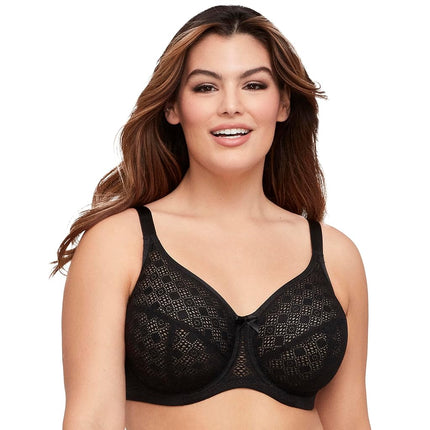 Glamorise Lace Comfort Wonderwire Underwire Bra 9855 (Women's & Women's Plus) Black