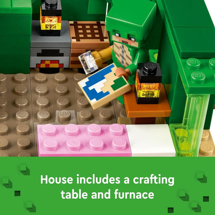 LEGO Minecraft The Turtle Beach House Toy with Animal Figures & Mobs, plus Accessories incl. a Crafting Table - Gaming Gift for 8+ Year Old Boys & Girls - 21254
