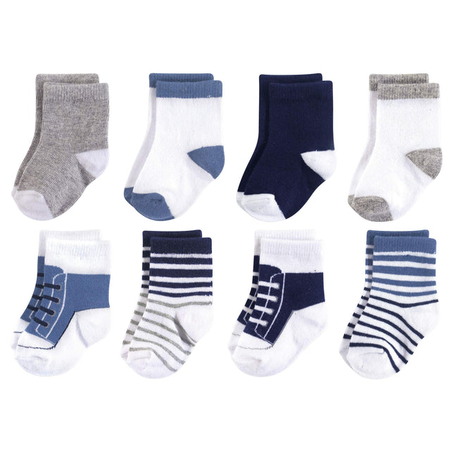 Luvable Friends Baby Basic Socks, Navy and Gray Sn