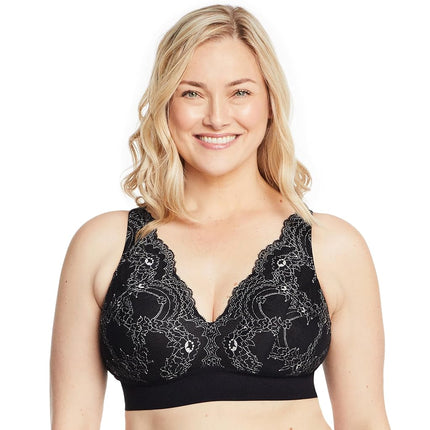 Glamorise Bramour Lexington Lace Plunge Bralette Sujetador sin aros 7013 (Mujer y Mujer Tallas Grandes) Negro
