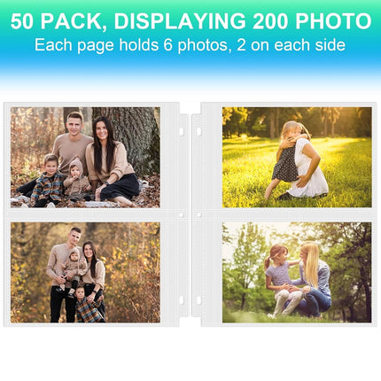 100 Pack 5 x 7 Photo Sleeves for 3 Ring Binder(200 Pictures)