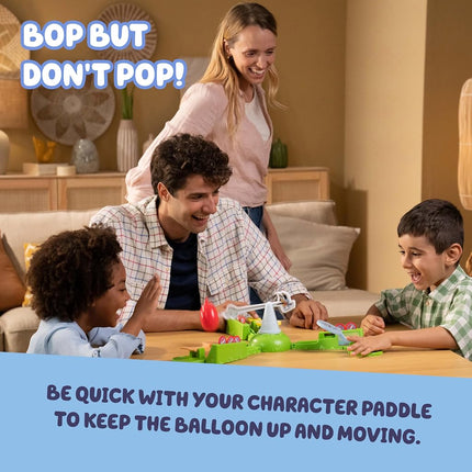 Bluey Moose Keepy Uppy Game Help, Bingo, and Chilli Keep the Motorized Balloon in the Air With the Character Paddles For 2-3 players Ages