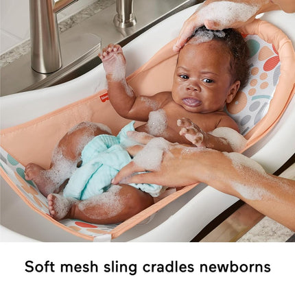 Fisher-Price Baby and Toddler Bathtub 4-in-1 with Removable Baby Seat and 2 Toys, Summer Blossoms