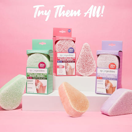 Spongeables Anti Cellulite Body Wash in a 20+ Wash Sponge, Fresh Aloe, 1 Count