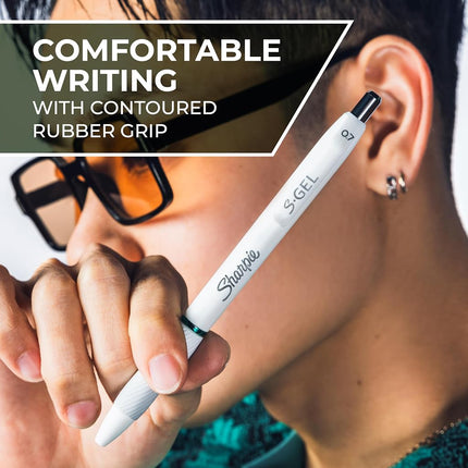 Sharpie S-Gel | Gel Pens for Writing | Medium Point (0.7mm) | Assorted Ink Colours | White Pearl Barrels | 8 Count