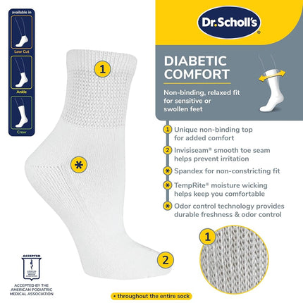 Dr. Scholl's Men's DSW22021C6U2001 Socks, White, One Size (Pack of 6)