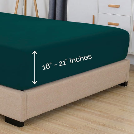 Elegant Comfort 1500 Premium Hotel Quality 18-21 Inches Deep - Extra Deep Pocket Single Fitted Sheet for High Mattress, Luxury and Softest, Smart Pocket - Wrinkle Free, California King, Marine Teal