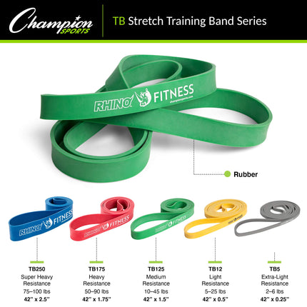 Banda de entrenamiento elástica Champion Sports, (gris), resistencia extraligera: 2-6 lbs