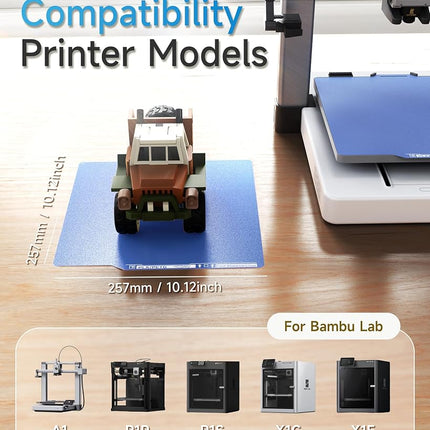 YOOPAI Build Plate for Bambu Lab P2S, P1S, A1, X2D, X1C, P1P, X1E 3D Printers, Double-Sided UltraTack Cool Plate for Low-Temperature Printing, Fine-Textured Spring Steel Sheet, 257x257mm