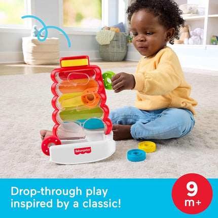 Fisher-Price Baby & Toddler Toy Drop Through Rock-a-Stack, Coin Drop Activity for Developmental Play Infants Ages 9+ Months, JLB81