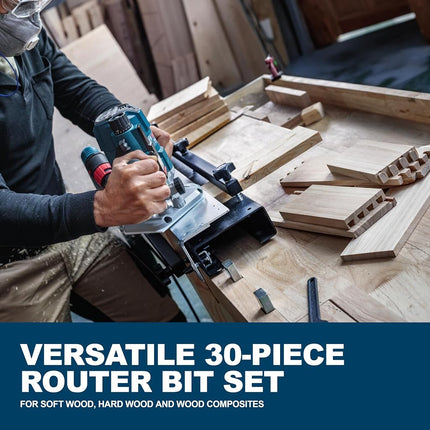 BOSCH RBS030MBS 30-Piece (Universally Compatible Accessory) Carbide-Tipped Wood Router Bit Assorted Set
