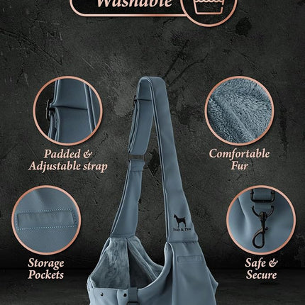 Noah & Paw Dog Sling Carrier for Small Dogs 3-10lb, Dog Sling for Small Dogs and Cats, Dog Carrier with Adjustable Padded Strap, Premium Twill, Lined with Fur, Double Safety Feature, Machine Washable