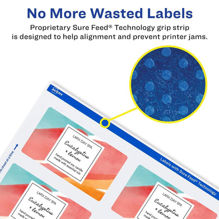 Avery Matte White Rectangle Labels with Sure Feed, 2" x 3", 800 Matte White Printable Labels
