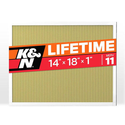 K&N 14X18X1 HVAC Furnace Air Filter, Lasts a Lifetime, Washable, Merv 11, the Last HVAC Filter You Will Ever Buy, Breathe Safely at Home or in the Office, HVC-11418