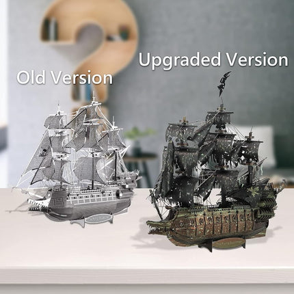 Piececool 3D Puzzles with DIY Tool Sets, Flying Dutchman Pirate Ship Model Building Kits, Difficult 3D Metal Puzzles for Adults, Great Christmas Birthday Gifts