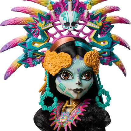 Monster High Doll, Skelita Calaveras Día de Muertos 2025 Collectible, Aztec-Inspired Gown with Vibrant Accessories like Headdress and Necklace, JDR63