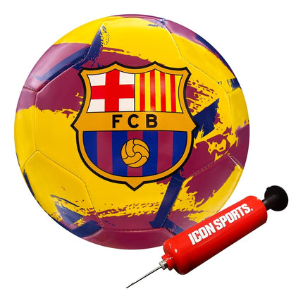 Icon Sports Officially Licensed FC Barcelona, Size 5 Regulation Soccer Ball, Non-Toxic Patterned PVC, Brush Yellow for Adults & Kids