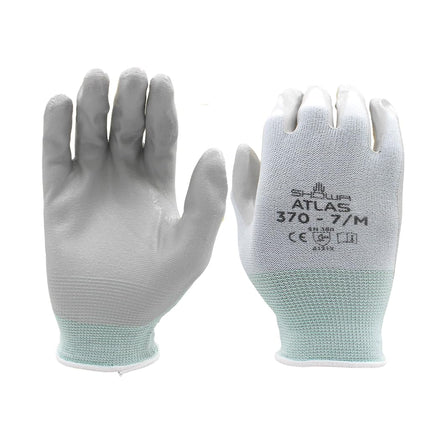 SHOWA Atlas 370B Nitrile Palm Coated General Purpose Work Glove with Nylon Liner, Black, Medium (1 Pair)