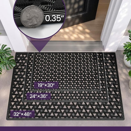 DEXI Front Door Mat, Non Slip Doormat Outside, 60 x 90 cm, Black