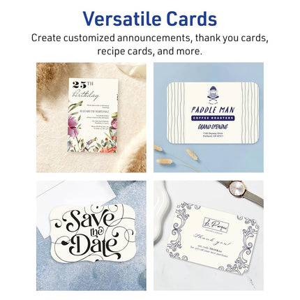 Avery Printable Rectangle Cards with Scalloped Edges, Sure Feed Technology, 6" x 9", Matte Ivory Cardstock, Print-to-the-Edge, Laser/Inkjet, 50 Total, Great for Postcards and Thank You Cards