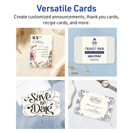 Avery Printable Rectangle Cards with Scalloped Edges, Sure Feed Technology, 6" x 9", Matte Ivory Cardstock, Print-to-the-Edge, Laser/Inkjet, 50 Total, Great for Postcards and Thank You Cards