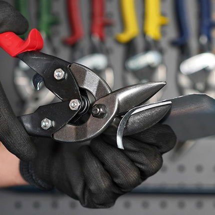 MIDWEST Aviation Snip - Straight Cut Offset Tin Cutting Shears with Forged Blade & KUSH'N-POWER Comfort Grips - MWT-6510S