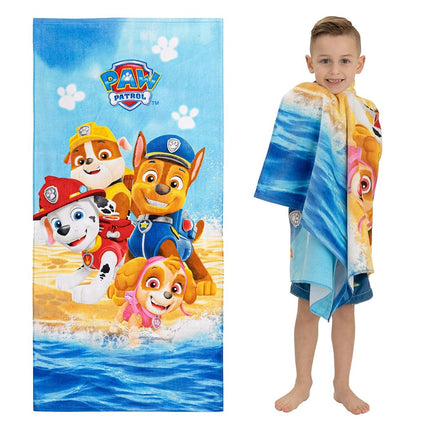 Franco AONELAS Serviette de plage super douce en coton pour enfants, 147 cm x 71 cm, Pat' Patrouille