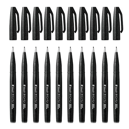 Pentel Brush Sign Pen Black - Pack of 10