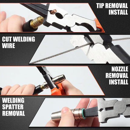 SPEEDWOX MIG Welding Pliers 9 Inch, MIG Core Pliers, Welding Tools for Scraping Spatter Gripping Drawing Wire Nozzle Tip Removal Install