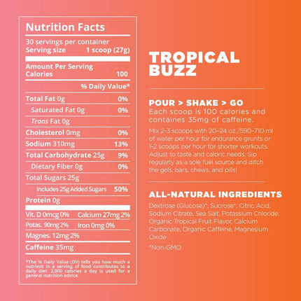 Tailwind Nutrition Endurance Fuel 50 Serving Tropical Flavour - Caffeinated