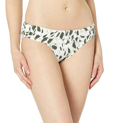 Parte de abajo de bikini tipo bóxer fruncido La Blanca para mujer, color oliva/pétalos de pincelada, 0