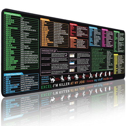 Excel Cheat Sheet Desk Pad - Large Mouse Pad - Exc