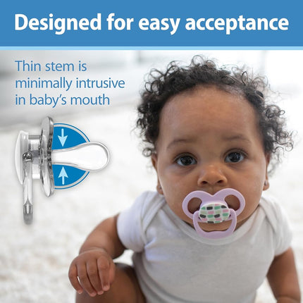 Dr. Brown's Advantage Baby Pacifier, Fully Symmetrical Soother with Soft Silicone Bulb, Scooter Squirrel, 6-18m, BPA Free, 2 Pack