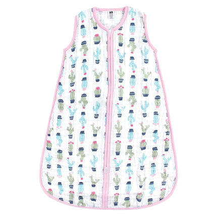 Hudson Baby Unisex Baby Muslin Cotton Sleeveless Wearable Sleeping Bag, Sack, Blanket, Girl Cactus, 0-6 Months