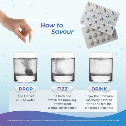 H2 Molecular Hydrogen Water Tablets with Magnesium – 12 PPM Effervescent Hydrogen Tablets for Drinking Water, Supports Hydration, Energy & Metabolism, Unflavored, 30 Tablets