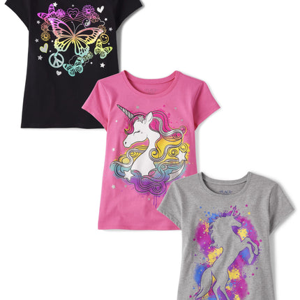 The Children's Place Girls' Unicorn Short Sleeve G
