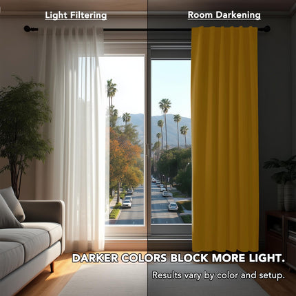Deconovo Paneles de cortina opaca para habitación infantil, cortinas oscurecedoras con pestañas traseras y bolsillo para barra, 42 x 72 pulgadas, amarillo suave, 2 paneles