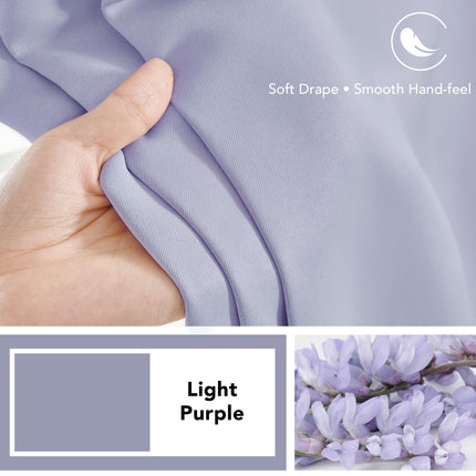 Deconovo Blackout Curtain Panels for Kids Bedroom, 42x72 Inch, Light Purple, 2 Panels - Room Darkening Back Tab and Rod Pocket Curtains