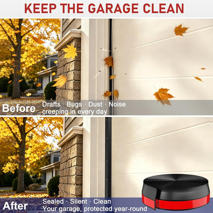 Garage Door Seal Top and Sides - 23 Ft Garage Door Weather Stripping Side Seal, Heavy Duty Weatherproof TPE, Insulates, Prevents Drafts, Easy Installation for Homeowners and DIYers