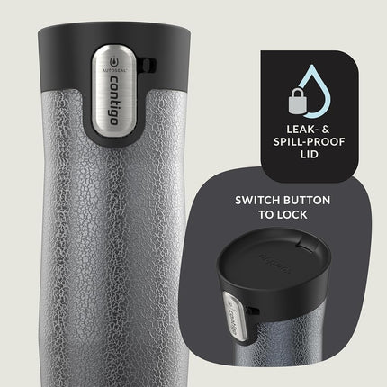 Contigo AUTOSEAL West Loop Gobelet de Voyage Isotherme en Acier Inoxydable avec Couvercle Easy-Clean 470 ml Cristal Sake