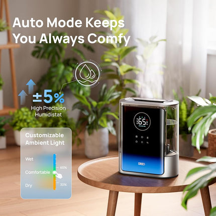 Dreo 8L Smart Humidifiers for Bedroom 600ft�, 80H Runtime Warm&Cool Supersized Mist Humidifier for Large Room Indoor, Quiet Whole House humidifier for Baby, Plants, with Alexa/Google, Silver, HM717S