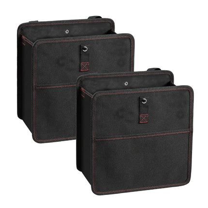 Simple Deluxe 2 Pack Car Trash Can, Leak-Proof Car Garbage Can with Storage Pockets, Collapsible, Portable and Waterproof, 3 Gallon, Black