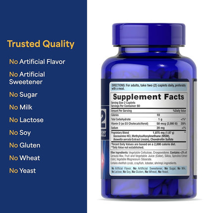 Puritan's Pride Triple Strength Glucosamine Chondroitin with Vitamin D3-160 Caplets