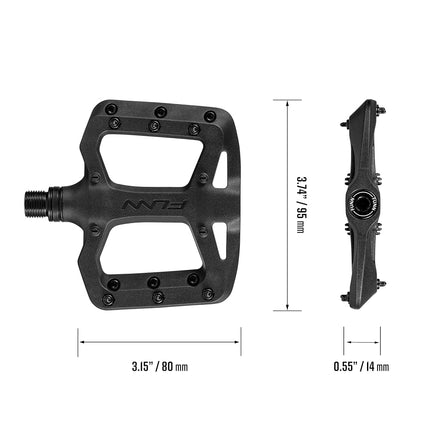 Funn Taipan S Plastic MTB Flat Pedals, CrMo Axle (Grey)