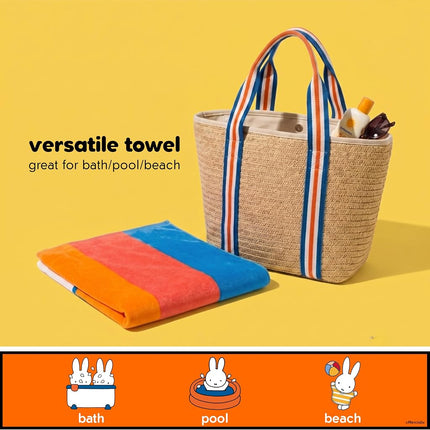 Miffy Kids Cotton Beach Towel, 58 x 28 Inch, Soft & Absorbent Pool, Bath & Beach Towel (Officially Licensed Product) by Franco