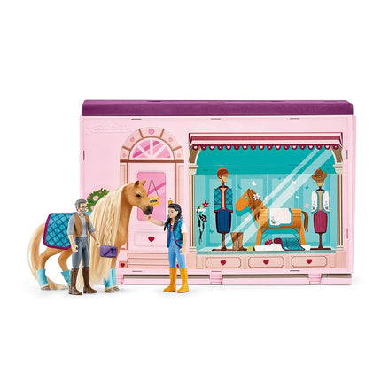 SCHLEICH HORSE CLUB 42587 Sofia's Beauties 25-Teilige Pop-Up Pferdesalon Boutique mit Pferd mit Mähne, Figuren und Zubehör zum Striegeln, Pferde Spielzeug ab 4 Jahren